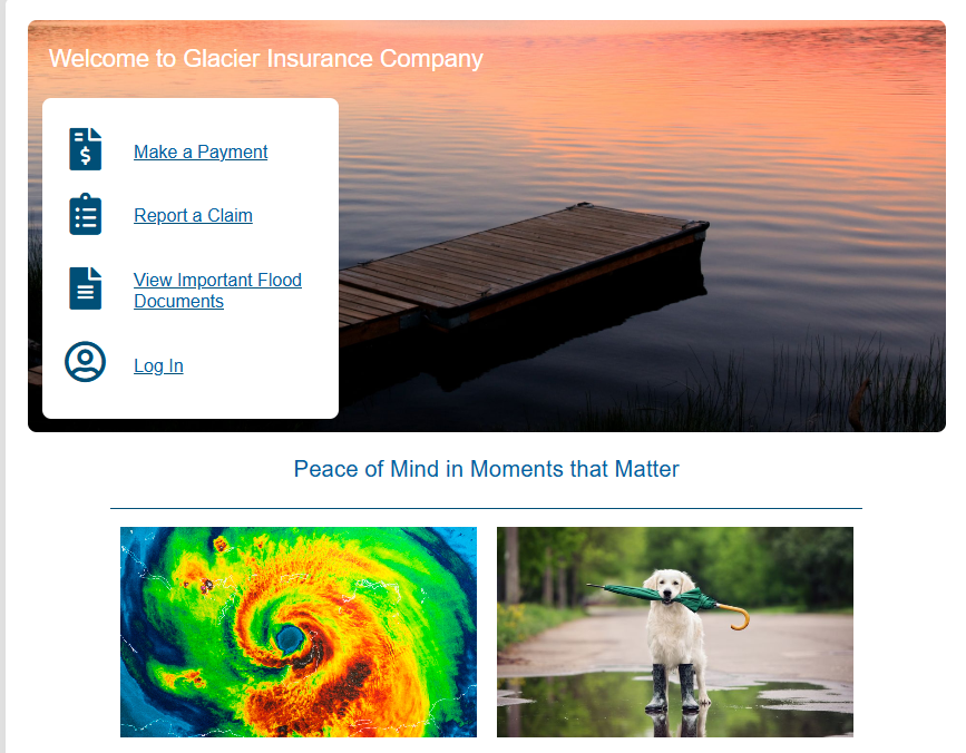 ManageFlood Policyholder Platform Home Page Example